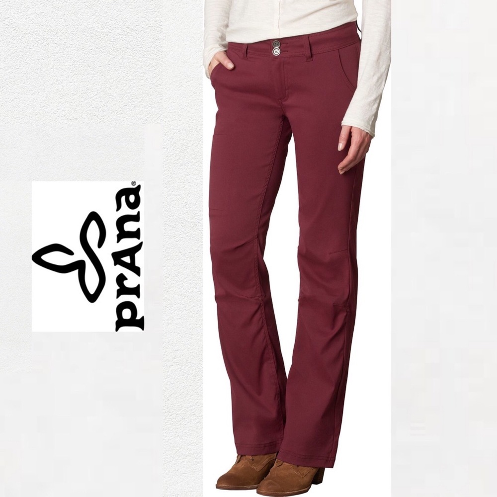 PrAna Womens Outdoor Hiking Pants Size 0 Short Burgundy Convertible Roll Up